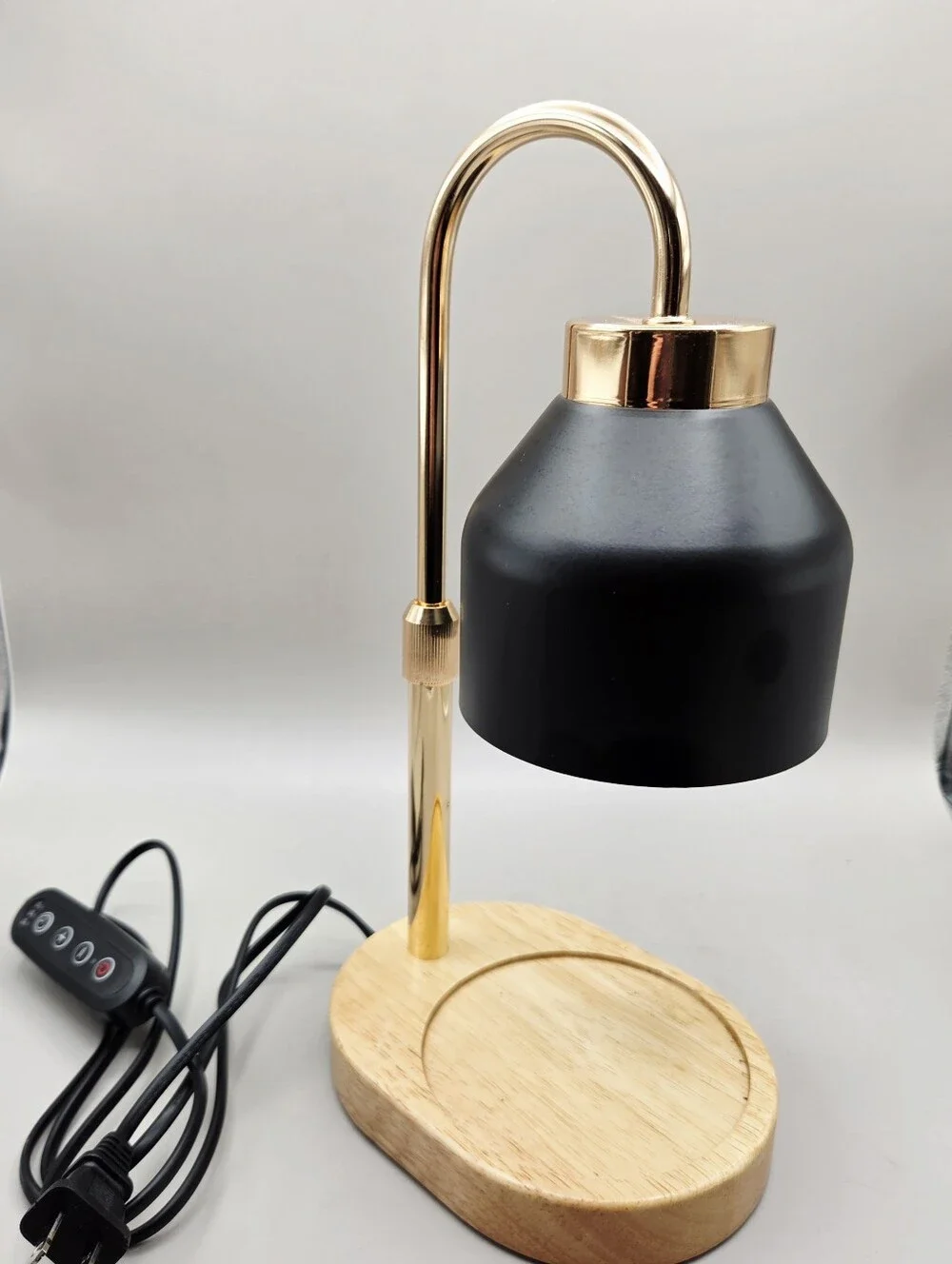 Candle Warmer Lamp with Black Shade, Dimmer, Time, Adjustable Height